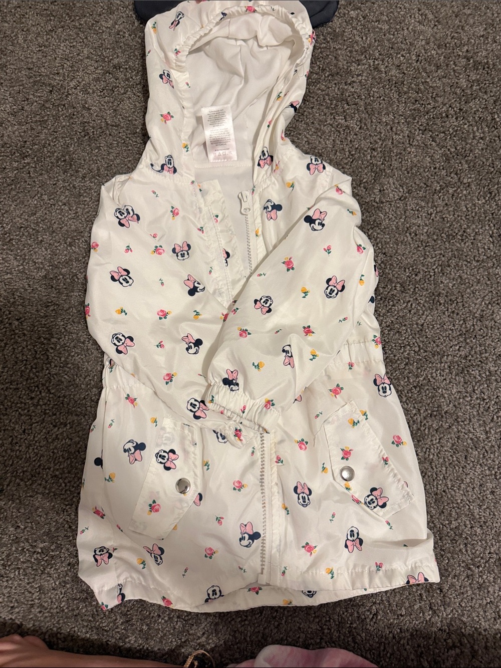 White Minnie Mouse-Print Kids Hooded Jacket